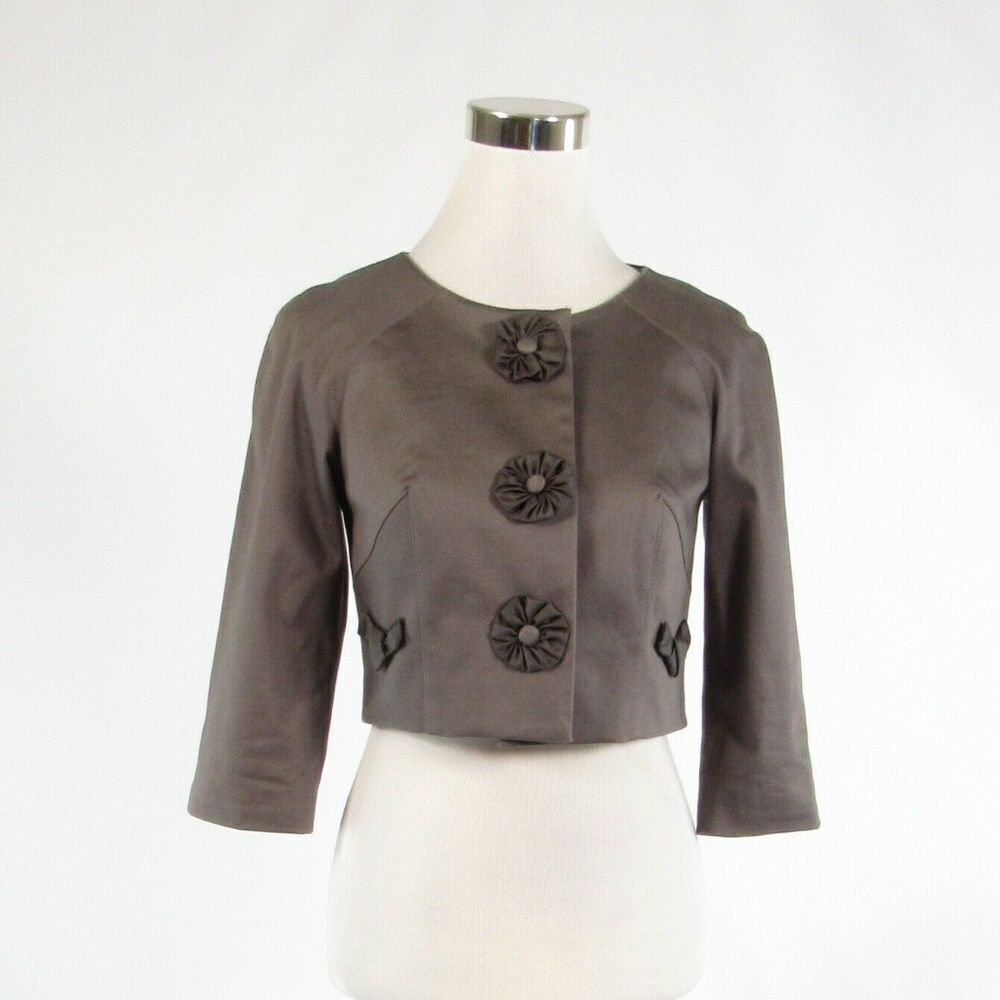 Baraschi taupe 3/4 sleeve bolero jacket 2